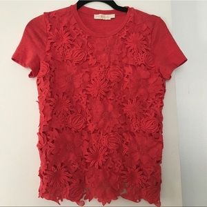 Tory Burch Red Guipure Lace Tee - Romantic!